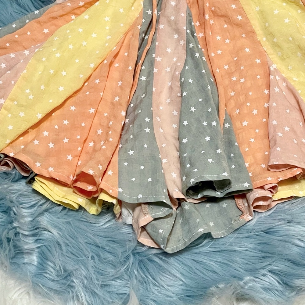 📌 STORIA Sexy Star Print Skort Romper Elasticized Waist Intricate Pleats V-Neck - Picture 4 of 12